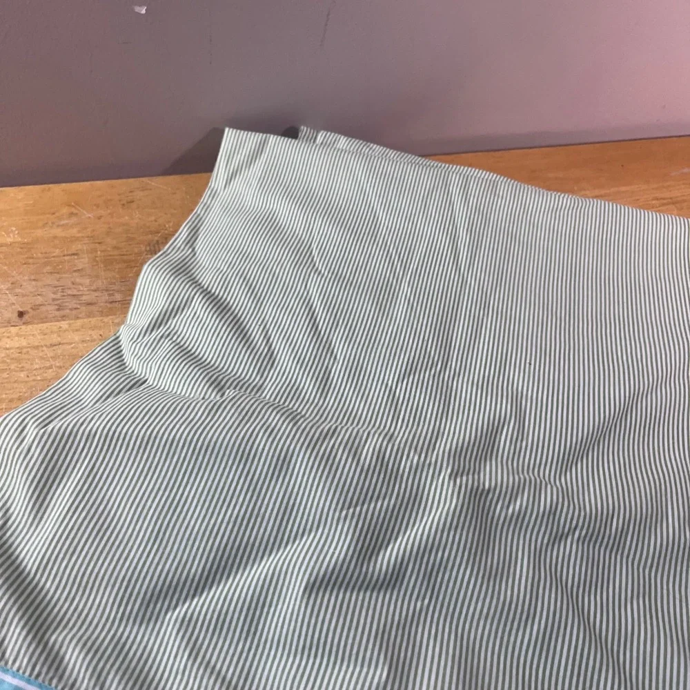 Martha Stewart Everyday Flat Sheet Twin Green White Striped Blue Trim Y2K